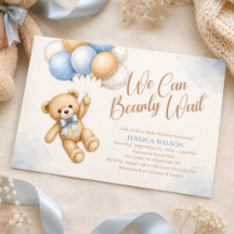 Cute Teddy Bear Baby Shower with Balloons