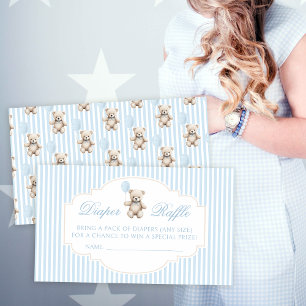Cute teddy bear balloon baby shower diaper raffle enclosure card
