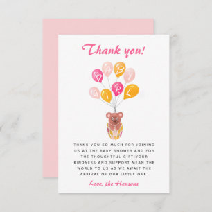 Cute Teddy Bear Balloon Baby Shower Thank you
