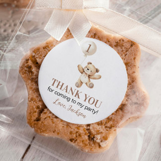 Cute Teddy Bear Balloon Beary First Birthday Classic Round Sticker