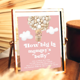 Cute Teddy Bear Balloons How Big is Mummy's Belly Poster