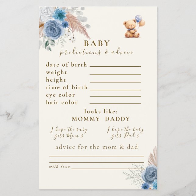 Cute Teddy Bear Balloons Predictions & Advice Flyer (Front)