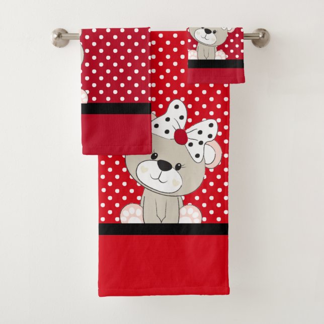 cute teddy bear bath towel set (Insitu)