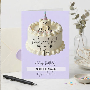 Cute Teddy Bear Birthday Cake Photo Greeting Card