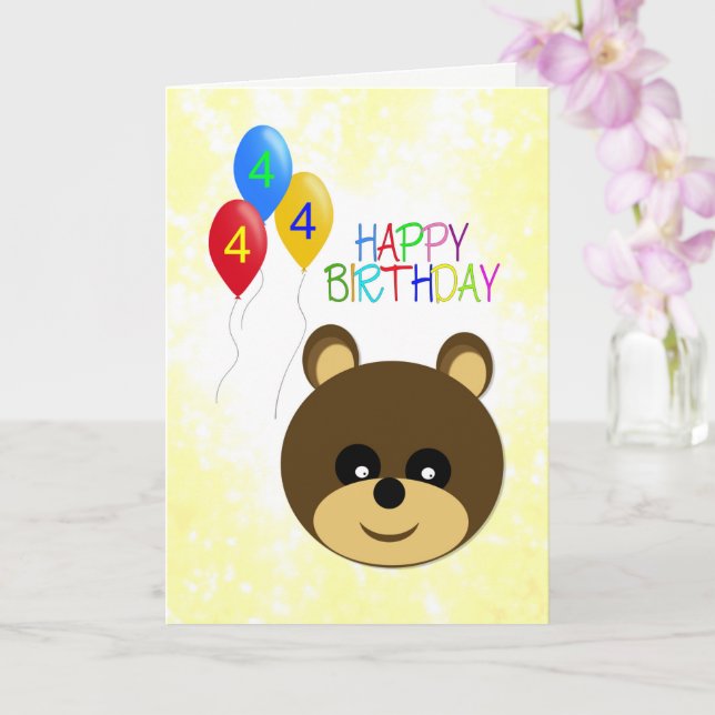Cute Teddy Bear Birthday Card (Orchid)