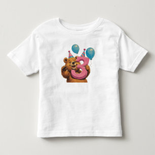 Cute Teddy Bear Birthday Celebration Toddler T-Shirt