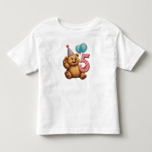 Cute Teddy Bear Birthday Celebration Toddler T-Shirt