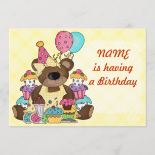 Cute Teddy Bear Birthday Party Invitation