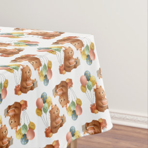 Cute Teddy Bear Birthday Tablecloth