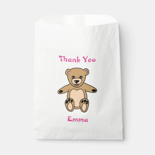 Cute Teddy Bear Birthday Thank You Favour Bag (Front)