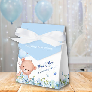 Cute Teddy Bear Blue Ballons Boys Baby Shower Favour Box