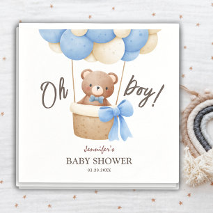 Cute Teddy Bear Blue Balloon   Boy Baby Shower  Napkin