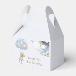 Cute Teddy Bear Blue Gold Abstract Thank You Favour Box
