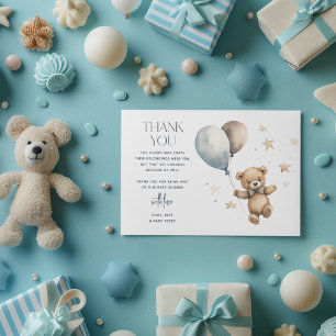 Cute Teddy Bear Boy Baby Shower Thank You Card