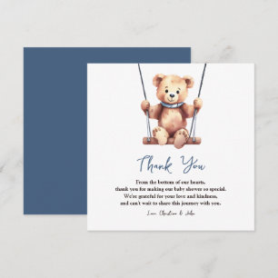 Cute Teddy Bear Boy Baby Shower Thank You Card