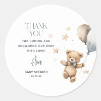 Cute Teddy Bear Boy Baby Shower Thank You