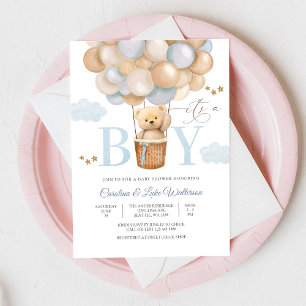 Cute Teddy Bear Boy Shower Invitation
