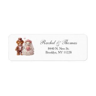 Cute Teddy Bear Bride And Groom Wedding Address Return Address Label