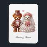 Cute Teddy Bear Bride And Groom Wedding  Magnet<br><div class="desc">Commemorate your special day with our Cute Teddy Bear Bride and Groom Wedding Magnet. Featuring an adorable teddy couple design,  this customisable magnet makes a perfect wedding favour or keepsake for your guests.</div>