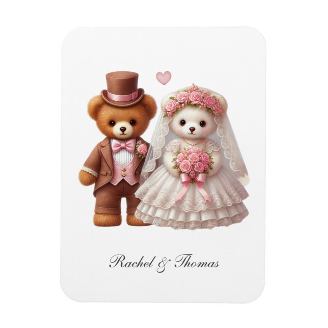 Cute Teddy Bear Bride And Groom Wedding  Magnet (Vertical)
