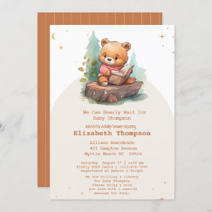 Cute Teddy Bear Bring a Book Baby Shower Invitation