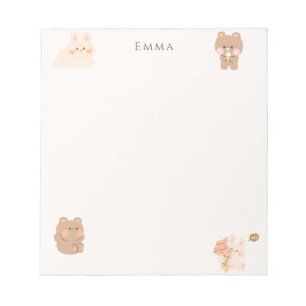 Cute Teddy Bear & Bunny Personalised Notepad