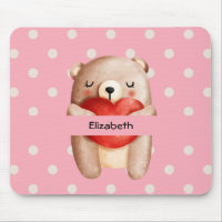 Cute Teddy Bear Carrying a Red Heart