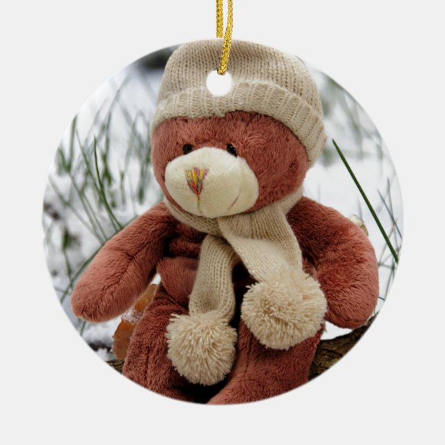 Cute Teddy Bear Ceramic Ornament (Front)