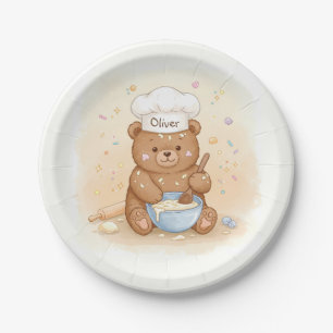 Cute Teddy Bear Chef Paper Plate