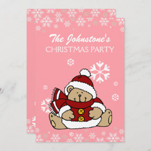 Cute Teddy Bear Christmas Party Invitation