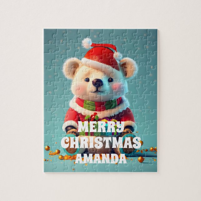 Cute Teddy Bear Christmas Personalised Kids  Jigsaw Puzzle (Vertical)