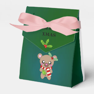 Cute Teddy Bear Christmas Tree Happy Festive Favour Box