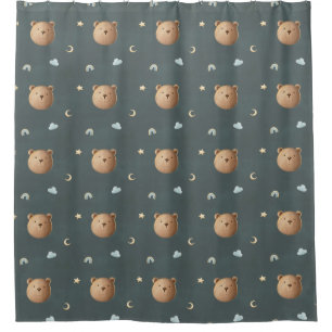Cute Teddy Bear Clouds Davy Grey Dreamy Nursery  Shower Curtain