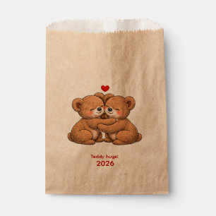 Cute Teddy Bear Couple in Love – Embroidered Style Favour Bag
