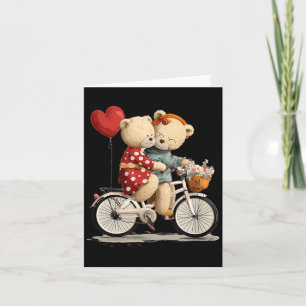 Cute Teddy Bear Couple with Flower Bike Graphic Card