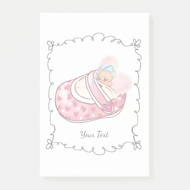 Cute Teddy Bear Custom Name Post-it Notes (Front)