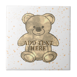 Cute Teddy Bear Custom Text Ceramic Tile