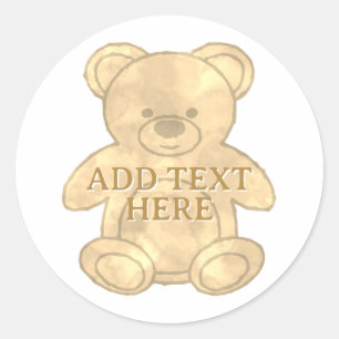 Cute Teddy Bear Custom Text Classic Round Sticker