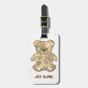 Cute Teddy Bear Custom Text Luggage Tag