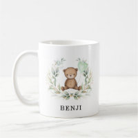 Cute Teddy Bear Eucalyptus Greenery Wreath Name