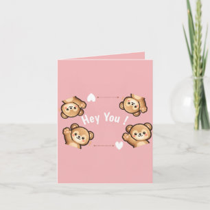 Cute Teddy Bear Folded Invitation – Hey You Pink 