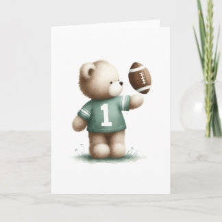 Cute Teddy Bear Football Player Blank Greeting  Card