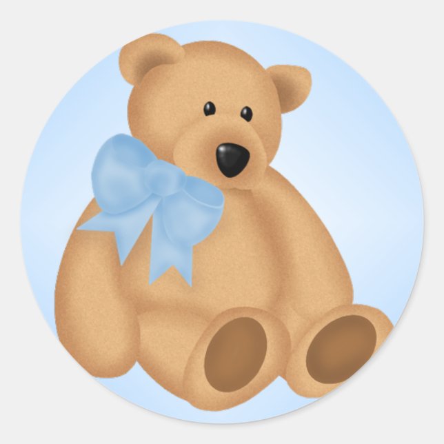 Cute Teddy Bear, For Baby Boy Classic Round Sticker (Front)