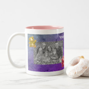 Cute Teddy Bear Frame Personalised Photo Two-Tone Coffee Mug