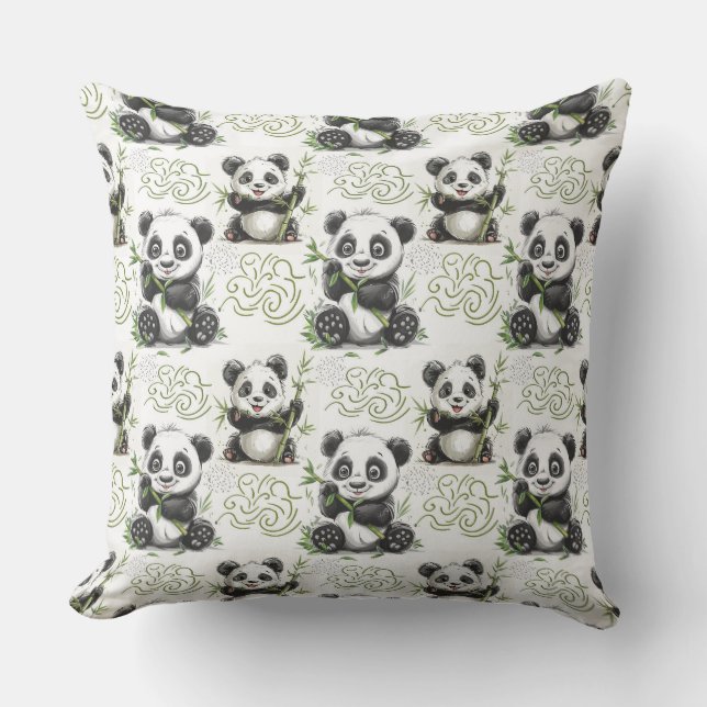 Cute , teddy bear , funny ,baby ,panda , bamboo  cushion (Front)