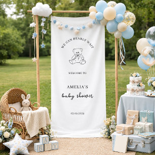 Cute Teddy Bear Funny Saying Baby Shower Welcome Banner