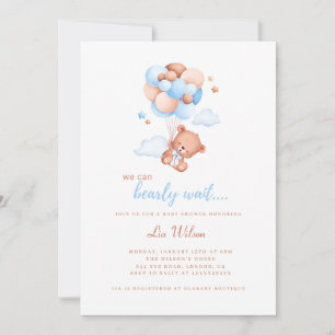 Cute teddy bear gender neutral baby shower invitation