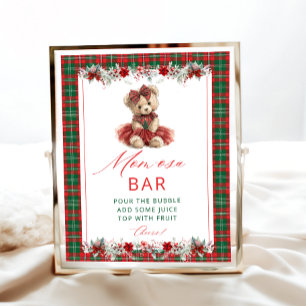 Cute Teddy Bear Girl Baby Shower Momosa Bar Poster
