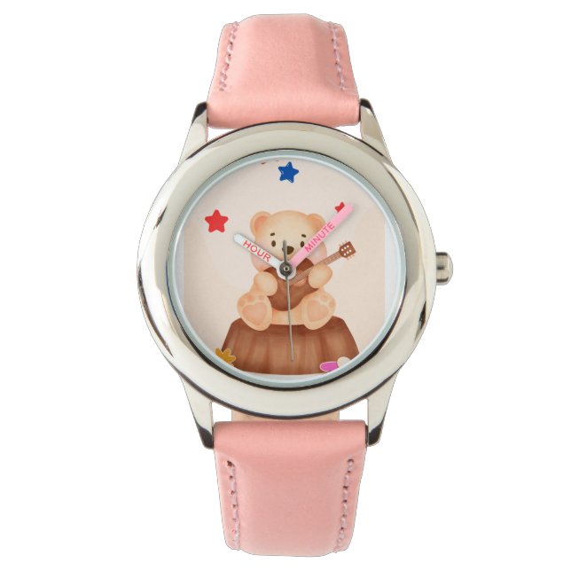 cute teddy bear girls fancy watch  (Front)