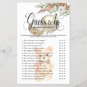 Cute Teddy Bear 'Guess Who' Baby Shower Game Flyer